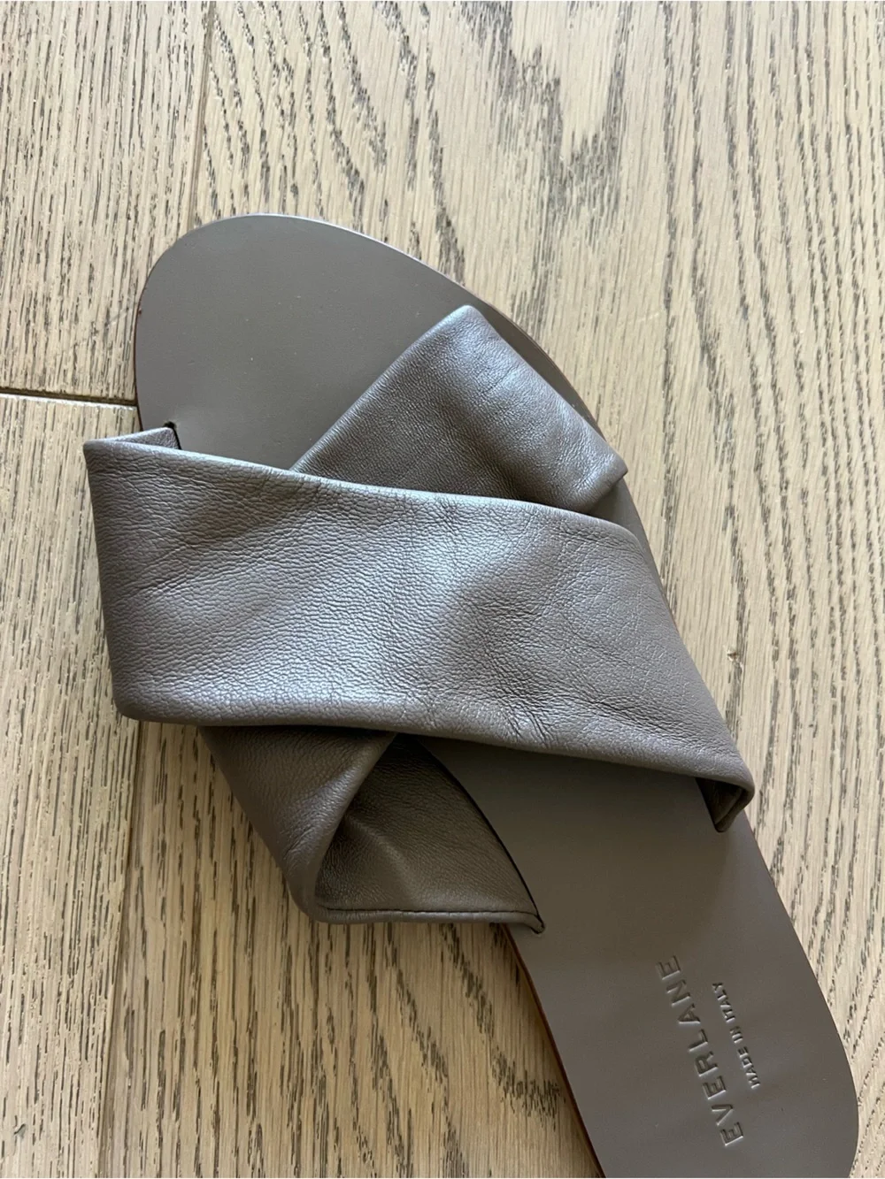 Everlane Taupe Leather Crisscross Slide Sandals - Picture 3 of 5